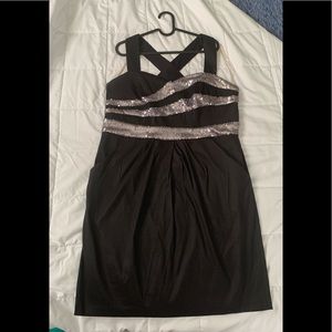 Torrid plus size formal dress black/silver sequins EUC